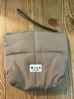 WILO The Label Taupe Quilted Wristlet Clutch